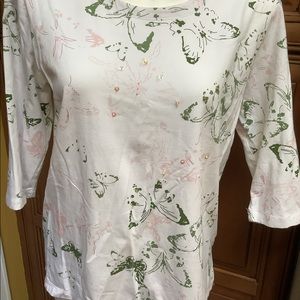 ROUND NECK 3/4 SLEEVE KNIT TOP